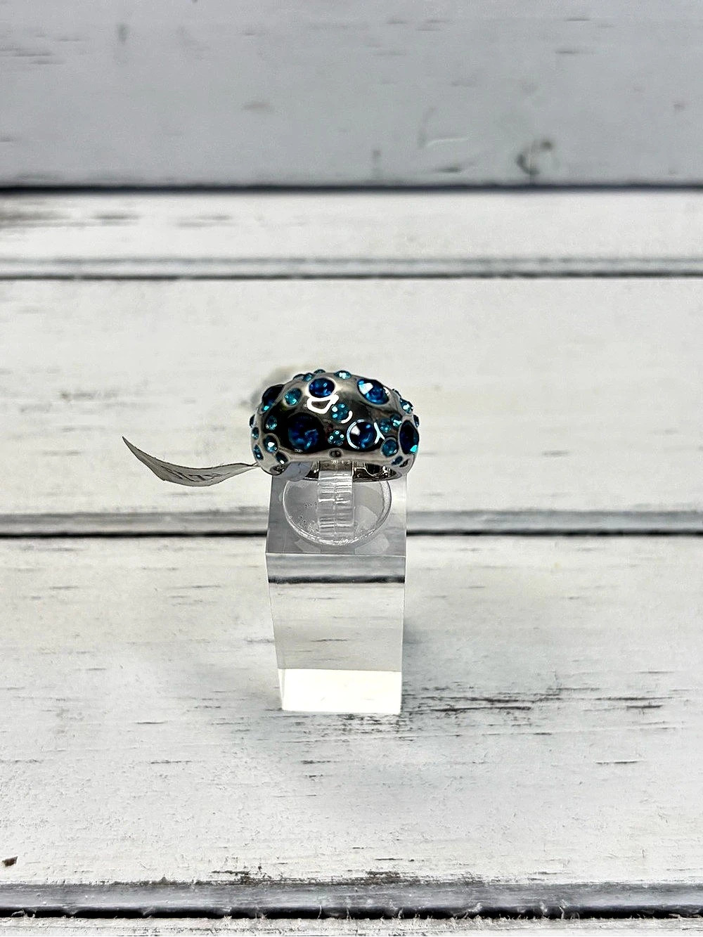 Fashion Blue Crystal Statement Ring Size NWT